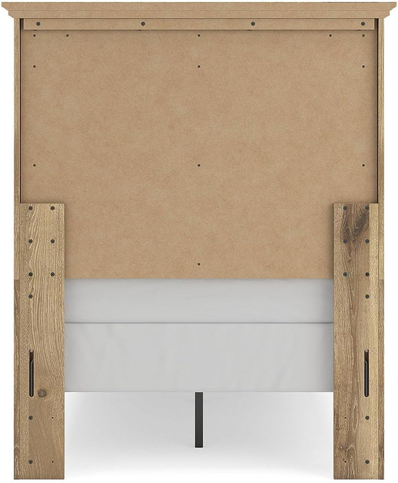 Signature Design by Ashley Fenderport Twin Bed Frame with Panel Headboard and Footboard, Cottage Bedroom Style for Kids and Guest Rooms, Natural Brown