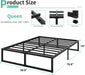 14 Inch Queen Bed Frame with Heavy Duty Steel Slat Support
