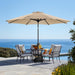 9FT Patio Umbrella with Base, Outdoor Umbrellas with Base Included, 8 Sturdy Ribs, Waterproof Fade Resistant POLYESTER DTY Canopy for Deck, Lawn, Garden, Backyard & Pool, Beige