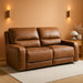 Signature Design by Ashley Spear Hill Contemporary Leather Match Power Reclining Sofa with Adjustable Headrest and USB Ports, Light Brown