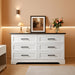 Dresser for Bedroom, Farmhouse 6 Drawers Dresser, Chest of Drawer Chest, Multi-Tier Clothing Storage Cabinet, White and Black