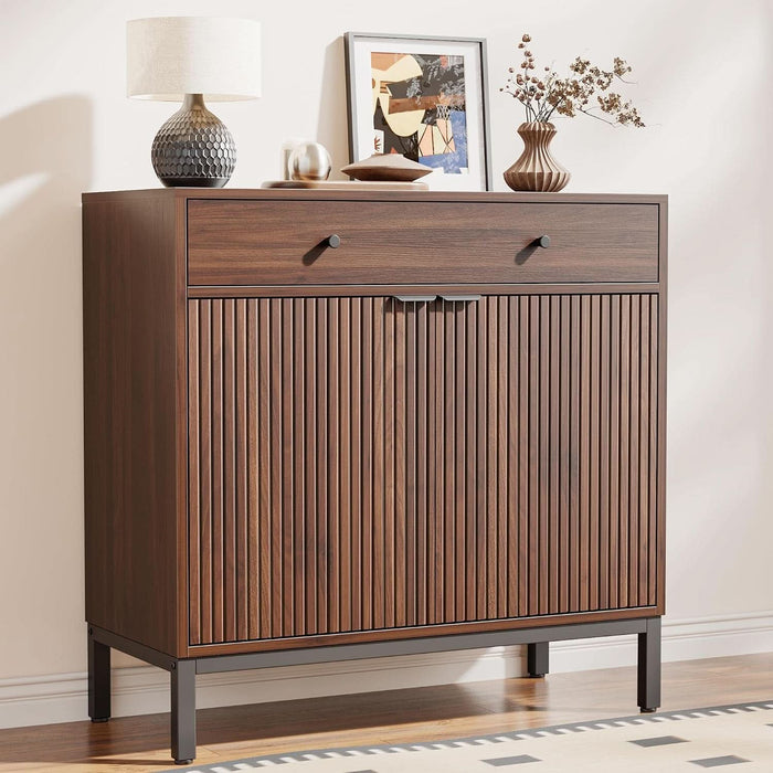 Sideboard Buffet Cabinet Storage, Modern Console Fluted Credenza