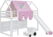 Twin Size Loft Bed With Slide PlayhouseCastleFortress