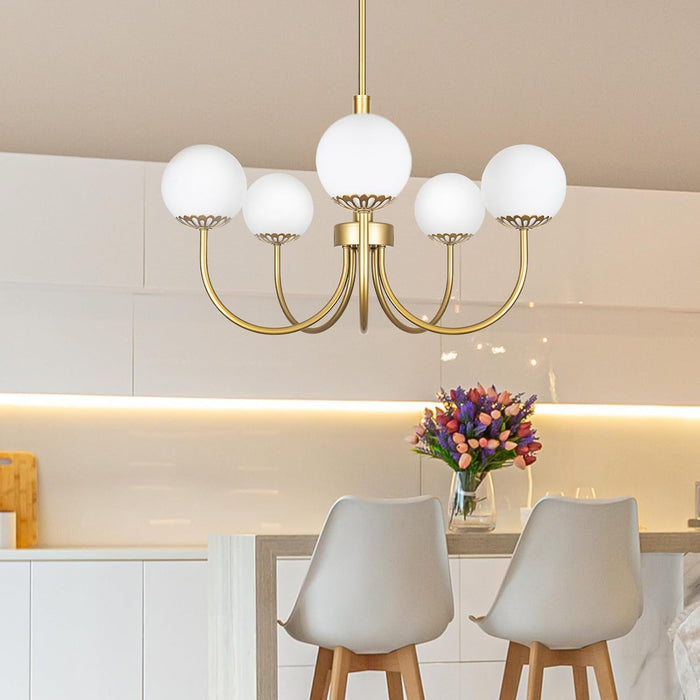 Gold Sputnik Chandelier Pendant Light Frosted Glass