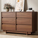 6 Drawer Walnut Dresser for Bedroom, 47" Wide Mid Century Modern Dresser