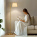 Fully Dimmable Floor Lamp for Living Room，Standing Lamp Rotary Switch with Linen Beige Shade，Golden Tall Lamps for Bedroom with Adjust Head，9W LED Bulb Included