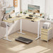 Electric L Shaped Standing Desk with File Cabinet, 59" X 59" Corner Computer Desk with Drawers, Dual Motor Stand up Desk with Storage, Home Office Standing Desk Adjustable Height, Maple