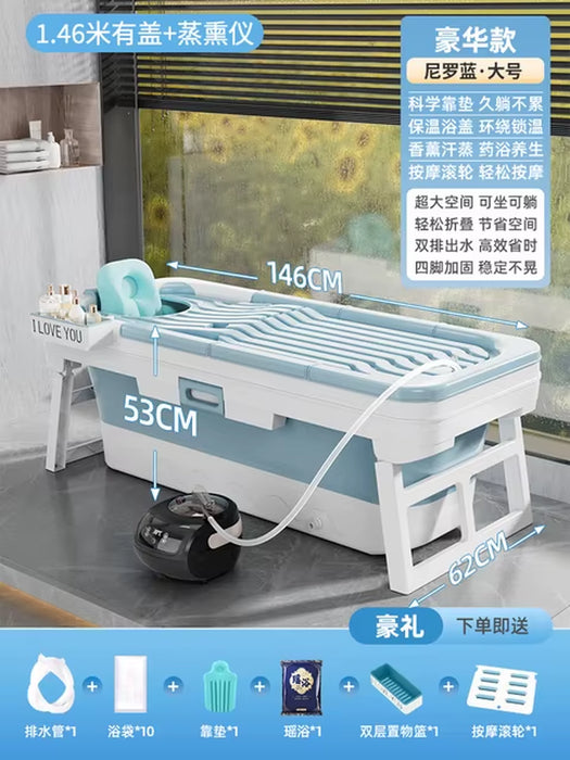 Portable Folding Bathtub for Adults Hot Bath Spa Plastic Bathtubs Children Swimming Pool Bucket Sauna Lid Cover House Bath Tub Z