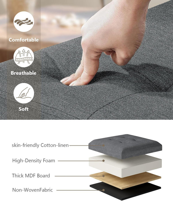 Folding Storage Ottoman Bench, Multi-Functional Ottoman Foot Rest, End of Bed Bench, Storage Chest for Living Room, Bedroom, Hallway, Entryway, Holds up to 600 Lbs (Dark Gray, 43 Inches)