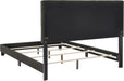 Home Furnishings - Mapes - Wood - Upholstered Panel Bed with Tufted Headboard, Low Frame and Transitional Style - Bedroom - Queen Size - Charcoal - 305746Q