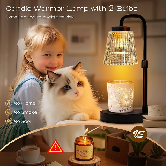 Adjustable Candle Warmer Lamp with Timer: Height Adjustable Birthday Gift for Women for Scented Jar Candles - Safe, Flameless Lighting and Fragrance Warmer for Home Office Decor