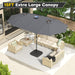 15Ft Double-Sided Patio Umbrella with Solar Lights, Outdoor Rectangle Market Large Patio Umbrella with Base Include|Crank Handle|156 PCS LED Lights for Garden Deck Pool in Grey(1.9" Pole)