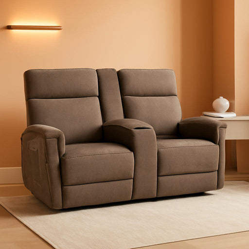 70.8" Power Loveseat Recliner Sofa with Massage and Dual Heating, Adjustable Headrest, USB & Type C Port for Living Room, Fabric PR606M2 (Mocha)