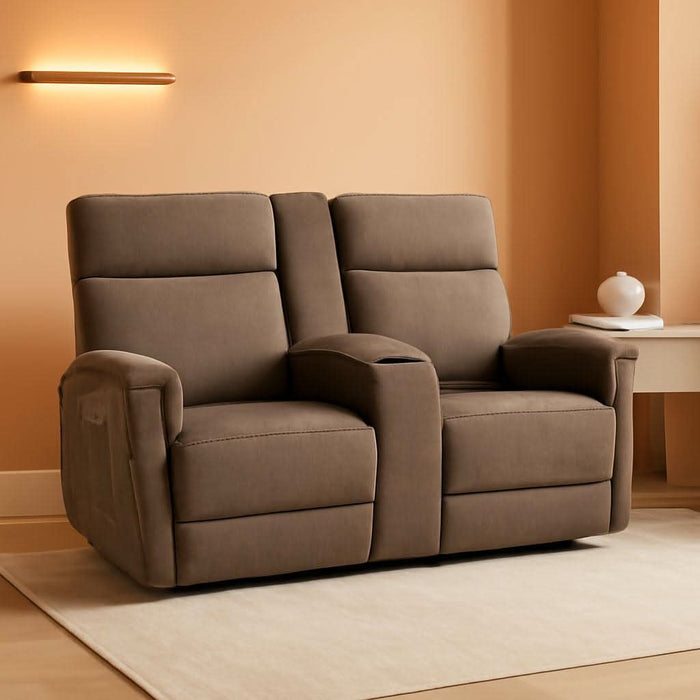 70.8" Power Loveseat Recliner Sofa with Massage and Dual Heating, Adjustable Headrest, USB & Type C Port for Living Room, Fabric PR606M2 (Mocha)