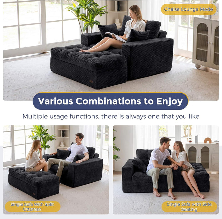 Black Luxurious Modular Sectional Sofa With Chaise