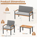 8 Pieces Patio Furniture Set, Outdoor Conversation Set with Acacia Wood Coffee Table, Cushioned Loveseat & 2 Single Armrest Chairs, for Porch, Garden, Backyard, Poolside
