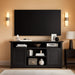 Farmhouse TV Stand for Living Room, Large Black Entertainment Center with Storage, TV Console for Bedroom, TV Stand with Sliding Barn Door Television Stands for 80 Inch TV, 38 Inch Tall Media Cabinet