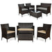 4 Pieces Comfortable Mix Brown Outdoor Rattan Sofa Set with Glass Coffee Table