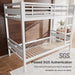 Heavy Duty Metal Bunk Bed TwinOverTwin WhiteUnderbedStorage