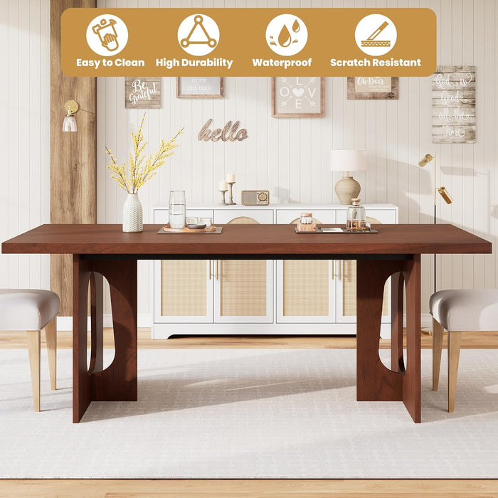 Walnut 71Inch Dining Table Seats SixToEight Contemporary