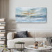 Abstract Wall Art for Living Room Large Framed Light Blue Canvas Print Coastal Theme Artwork Modern Ocean Skyline and Sunset & Sunrise in the Seaside Painting for Home Bedroom Décor 48X24Inch