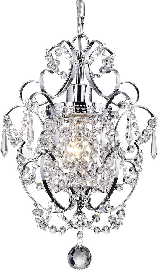 Amorette Mini Chandelier Chrome Crystal Chandeliers, 1 Light Modern Elegant Glam Ceiling Light Fixture Chrome, Adjustable Hanging Lighting for Closet, Bedroom, Girls Room, Kitchen Island