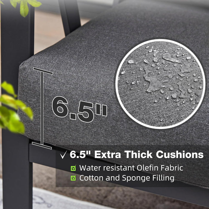 Patio Porch Furniture Set, Patio Outdoor Rocking Chairs Set of 2 with Coffee Table, 3 Piece Metal Outdoor Patio Furniture Set, Small Patio Bistro Conversation Set, Grey