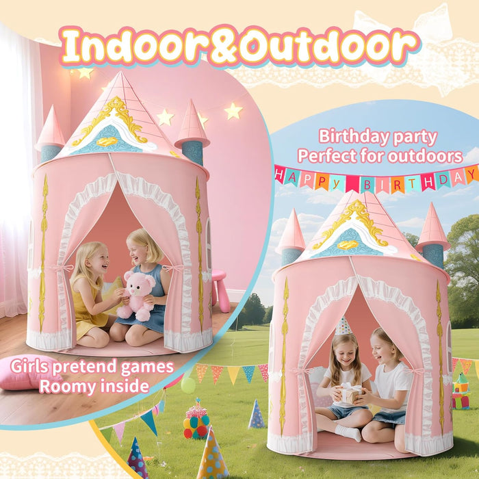 Kids Play Tent for Girls Toddler Indoor Princess Tents for Kids Ages 4-8 Large Outdoor Playhouse Castle for Girl Boys 3-5 4-6 Birthday Thanksgiving