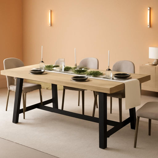 Industrial Dining Table for 6-8 People, 70.87" Long Wooden Kitchen Table with Sturdy Metal Frame & Rustic Brown Finish (Nature Wood, 70.87" Long)