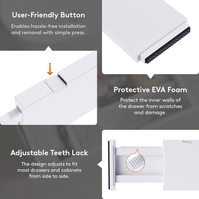 8 Pack Drawer Dividers 4" High,11-17" Adjustable Dresser Drawer Organizers for Clothes, Expandable Dresser Separators in Bedroom/Bathroom/Kitchen/Vanity/Office Organization and Storage, White