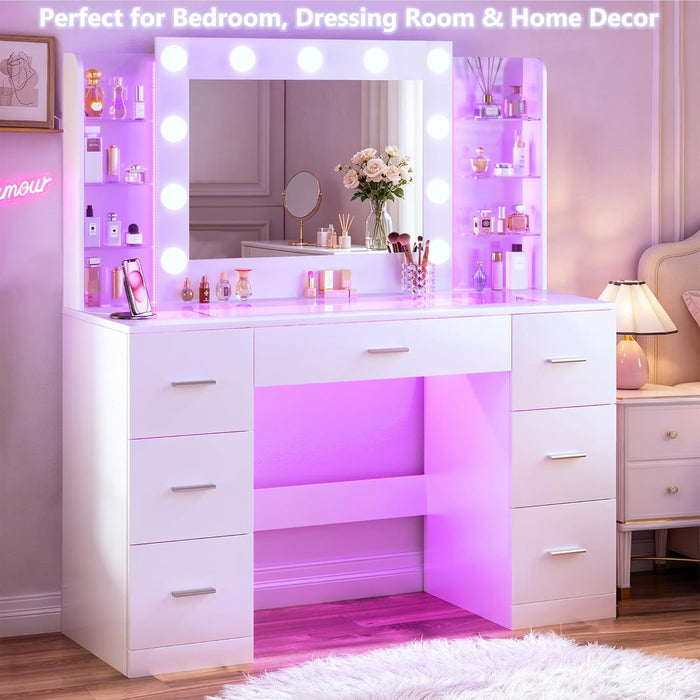 Executive Vanity Desk With Mirror RGB Illumination