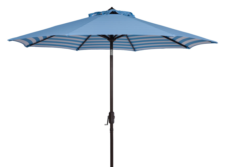 Athens 9' Market Crank Striped Patio Umbrella, Blue/White