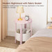 Small round Side Table, Accent End Table with Storage Basket, Set of 2 Half round Coffee Table End Table, Half Moon Bedside Table, Modern Nightstand Couch Table for Living Room Bedroom, Pink