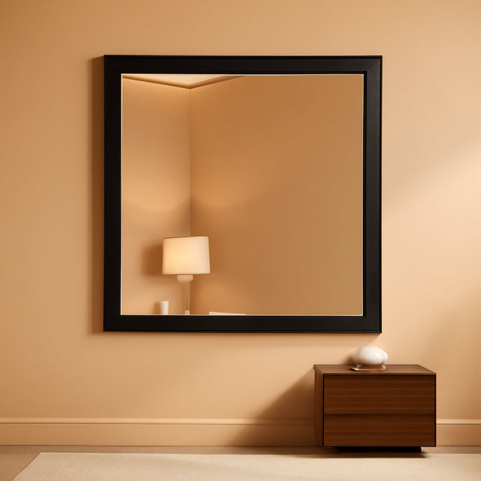Black Bathroom Mirror, 48X35 Inch Thick Metal Framed Wall Mirrors for over 2 Sinks, Bedroom, Living Room, Entryway, Large Rectangle Wall-Mounted Mirrors.