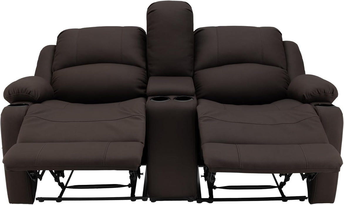 65" Wall Hugger Reclining RV | RV Theater Seats | Double Recliner RV Sofa & Console | RV Couch | Wall Hugger Recliner | RV Theater Seating | RV Furniture | (Manual, Chocolate)