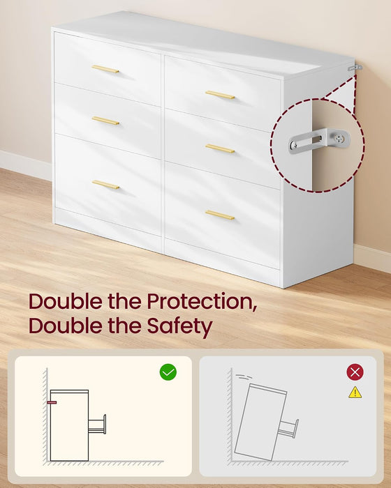 6-Drawer Dresser, Chest of Drawers, 46.9 X 15.8 X 30.7 Inches