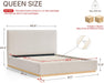 Upholstered Queen Size Bed Frame, Boucle Fabric Platform Bed Mattress Foundation Noise-Free No Box Spring Needed Easy Assembly