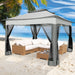 11 X 11 Ft Outdoor Patio Gazebo with Ventilated Double Roof and Mosquito Net, Pop up Steel Canopy for Patios, Backyard, Garden and Beach