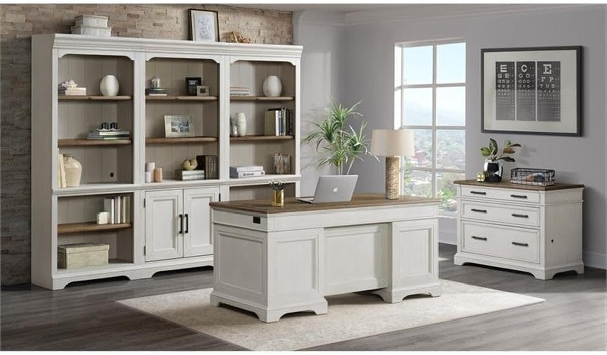 Set of 3 Wooden Bookcases in White and Oak Finish