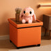 Storage Ottoman for Living Room Ottoman Square with Tray Bedroom Cube Foot Rest Stool with Legs Small Ottomans Coffee Table Lid Foldable Footstool Faxu Leather 15" in (Orange)