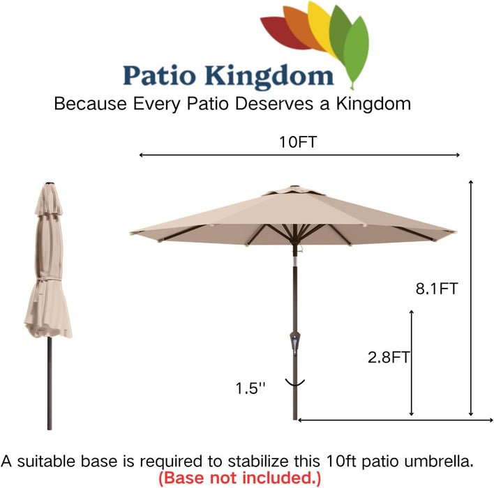 10FT Patio Umbrella Outdoor Market Umbrella with Crank and Tilt, 8 Flexible Fiberglass Ribs, Uv-Resistant Waterproof Canopy for Patio, Deck, Garden, Backyard, Beige