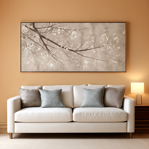 Flowers Wall Art Grey Pictures Wall Painting Large Framed Canvas Art Landscape Artwork for Dining Room Home 29"X 58" Ready to Hang