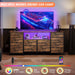 12 Drawer Dresser for Bedroom, Dresser TV Stand for 65, 70, 75 Inch TV with Led Lights & Charging Station, Wide Chest of Drawers with Open Shelves, Fabric Dressers for Living Room, Rustic Brown