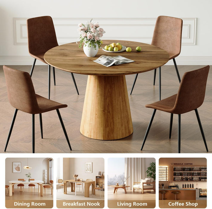 Round Dining Table Set for 4, 45'' Small Dining Table Set for 4, Dinette Set & Dining Chairs for 4 for Apartment, Space Saving, Easy Assemble