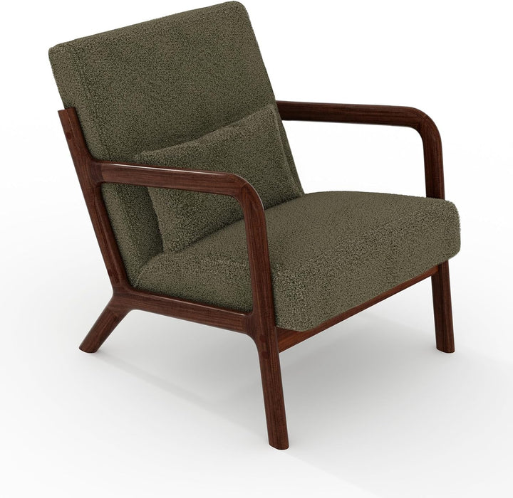 Green Sherpa Upholstered Solid Wood Comfortable Chair