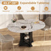 Extendable Dining Table 43To59 WhiteFauxMarble Oval