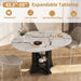 Extendable Dining Table Marble for 4–6 (White Marble) | White Faux Marble Dining Table, Modern Marble Kitchen Table, round Dining Table for Kitchen, Living Room, Dining Room ﻿