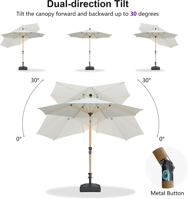 Patio Umbrella 10Ft Market Table round Push Button Tilt, Cream