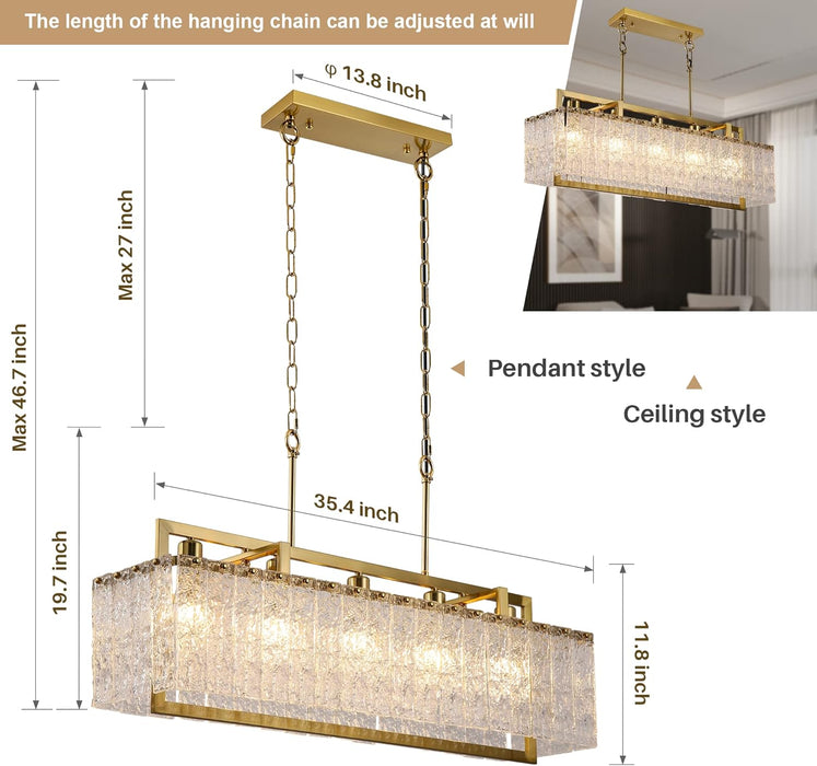 Gold Ornate Crystal Chandelier 35Inch Ripple Glass