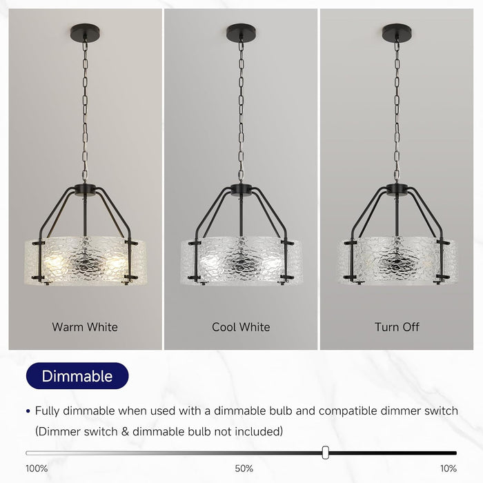 Matte Black Drum Crystal Chandelier Contemporary 17.7